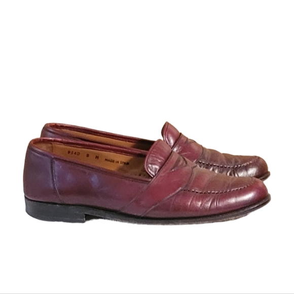 Men Vintage Leather Burgundy Loafers By Magnanni Size 8M Made In Spain - Picture 7 of 11